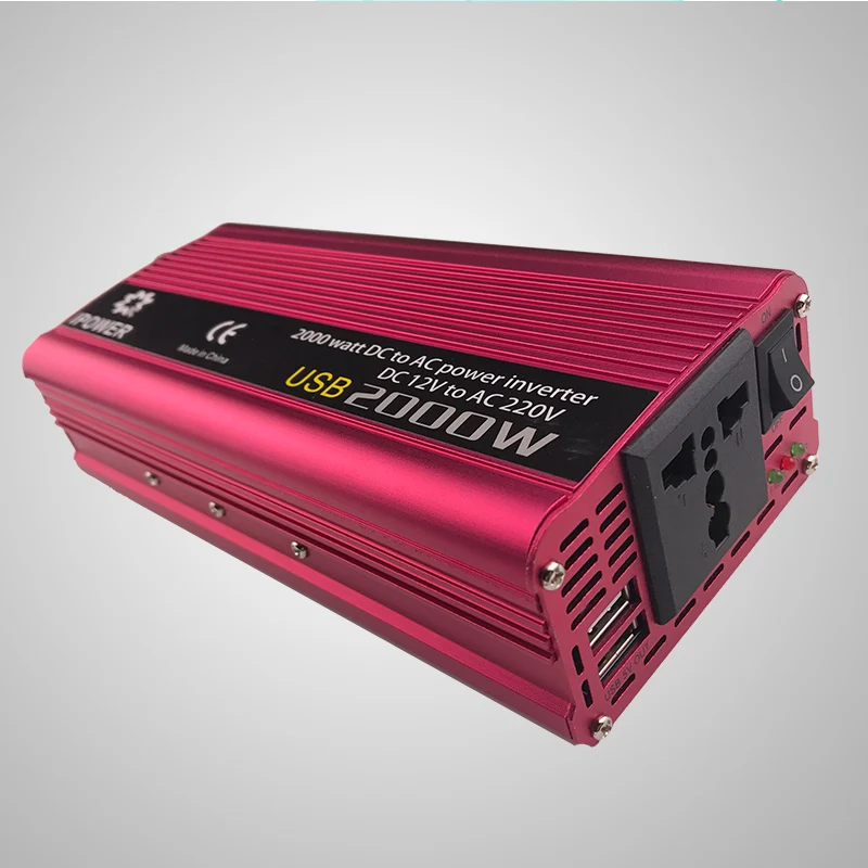 Двойной USB 2000 Вт модифицированная Синусоидальная волна DC 12 В в AC 220 В портативное автомобильное зарядное устройство, преобразователь адаптер питания инвертор