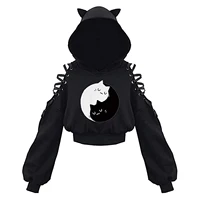 Sweat-shirt gothique à manches longues pour femmes, vêtements de couleur unie, ajouré, pull décontracté, été automne Y2k 6