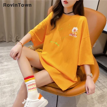 

2020 New Summer Casual Style Korean Clothes Bts Kpop Cotton Print O Neck Half Sleeve Loose Oversize Women T-shirt Free Shipping