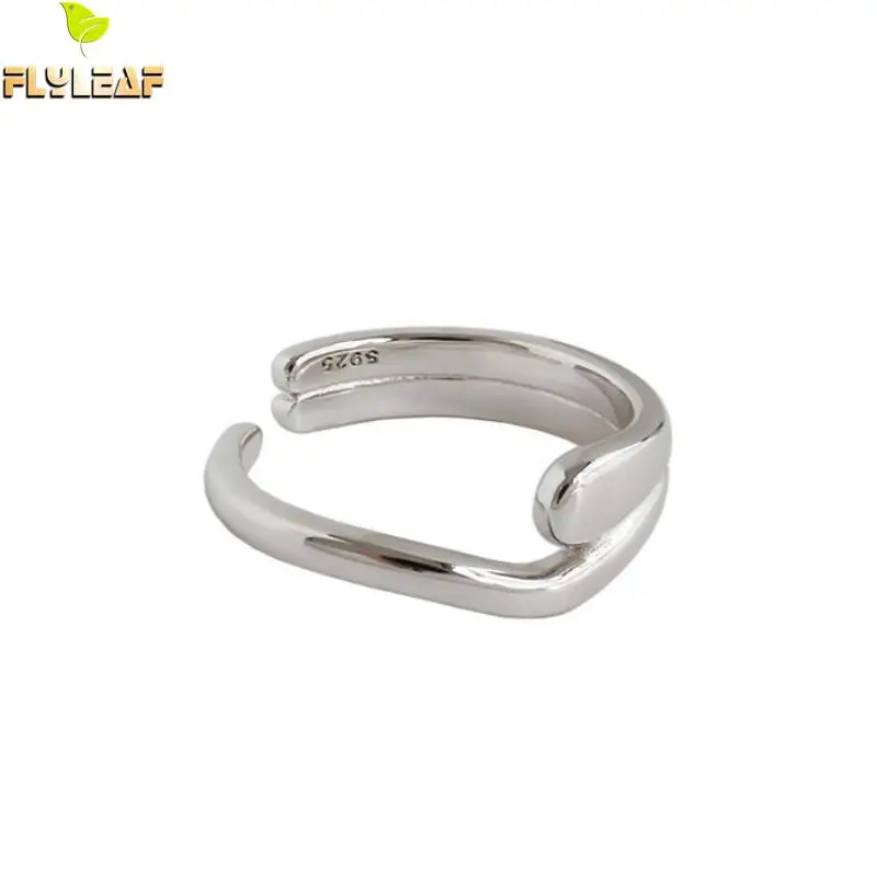 

925 Sterling Silver Double Gold Heart Open Rings For Women INS Simple Style Handmade Fine Jewelry Flyleaf