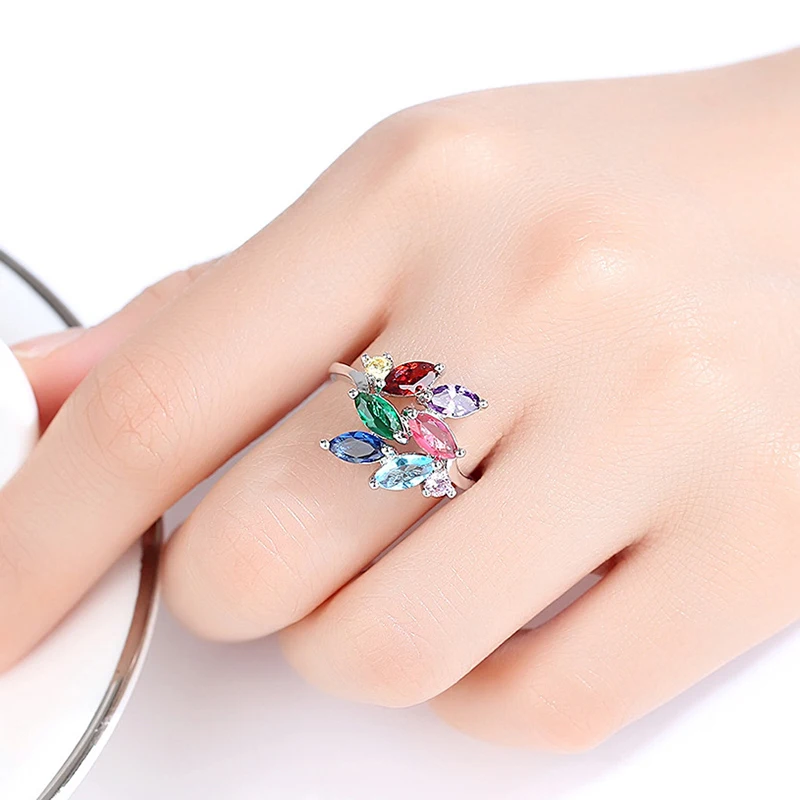 Beiver женское мутильцветное кольцо с цирконием Bijoux Flower для женщин обручальное кольцо модное винтажное украшение в подарок Размер 6/7/8/9