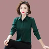 5XL Spring Autumn Solid Green White Blouse Women Shirt White Tops Casual Turn Down Collar Long Sleeve Slim Work Shirts Blusas ► Photo 3/5