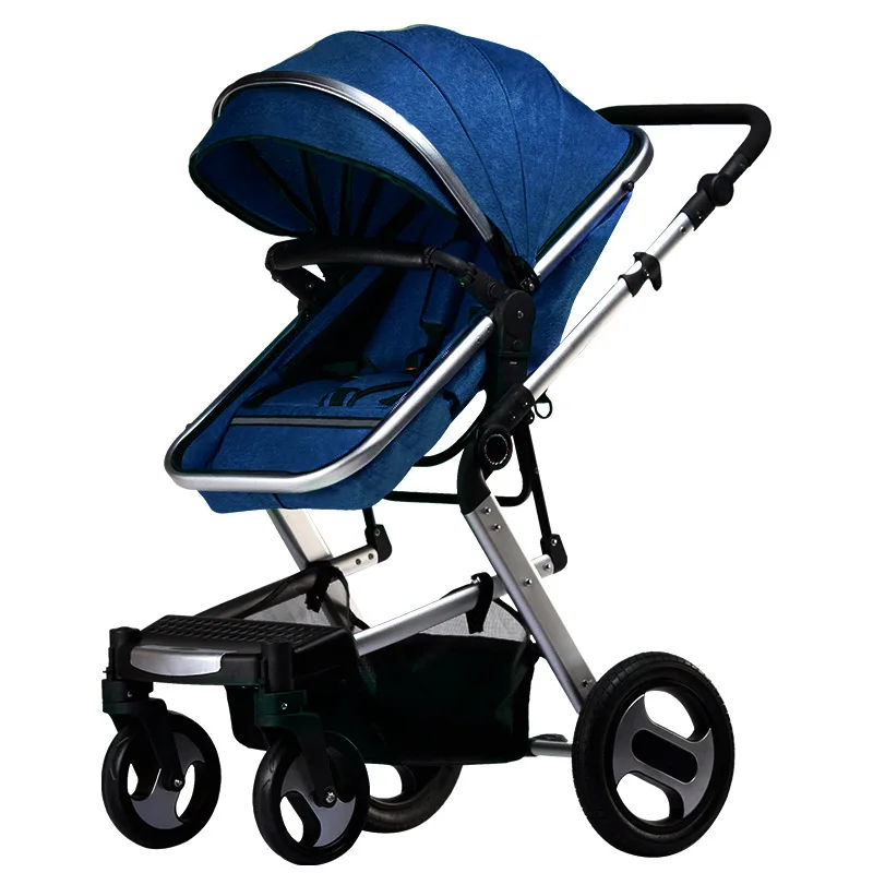 Silver Denim Blue Детская коляска 3 в 1 с автомобильным сиденьем, высокая Ландшафтная коляска, складная детская коляска, автомобильные коляски, Горячая мама, детская прогулочная коляска - Цвет: Silver Denim Blue
