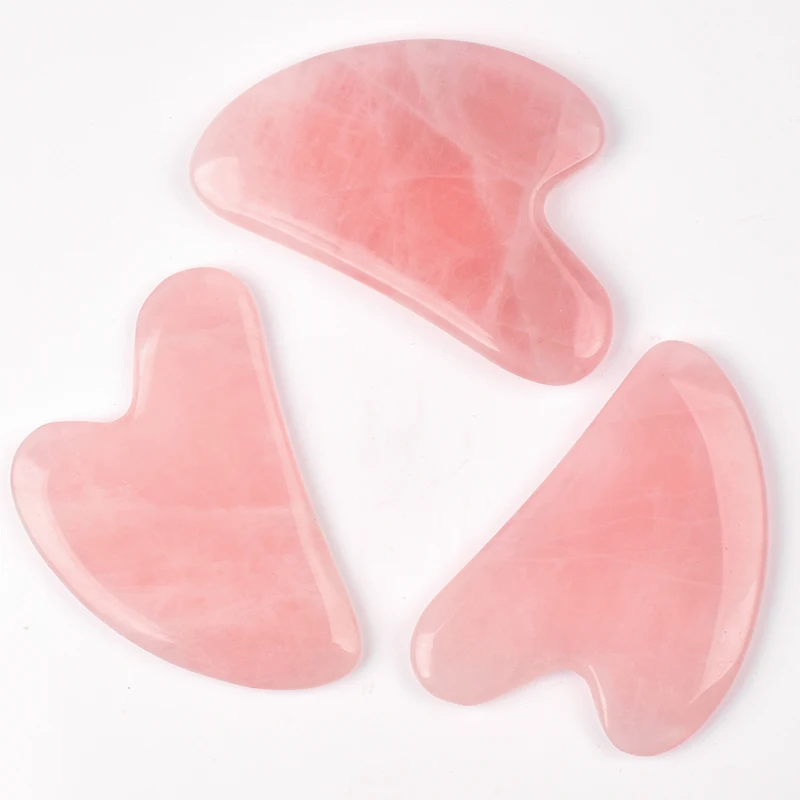 3 шт. натуральный розовый кварц Guasha доска для лица Gua Sha скребок для кузова лица спины головы массажер спа иглоукалывание морщин Relif инструмент