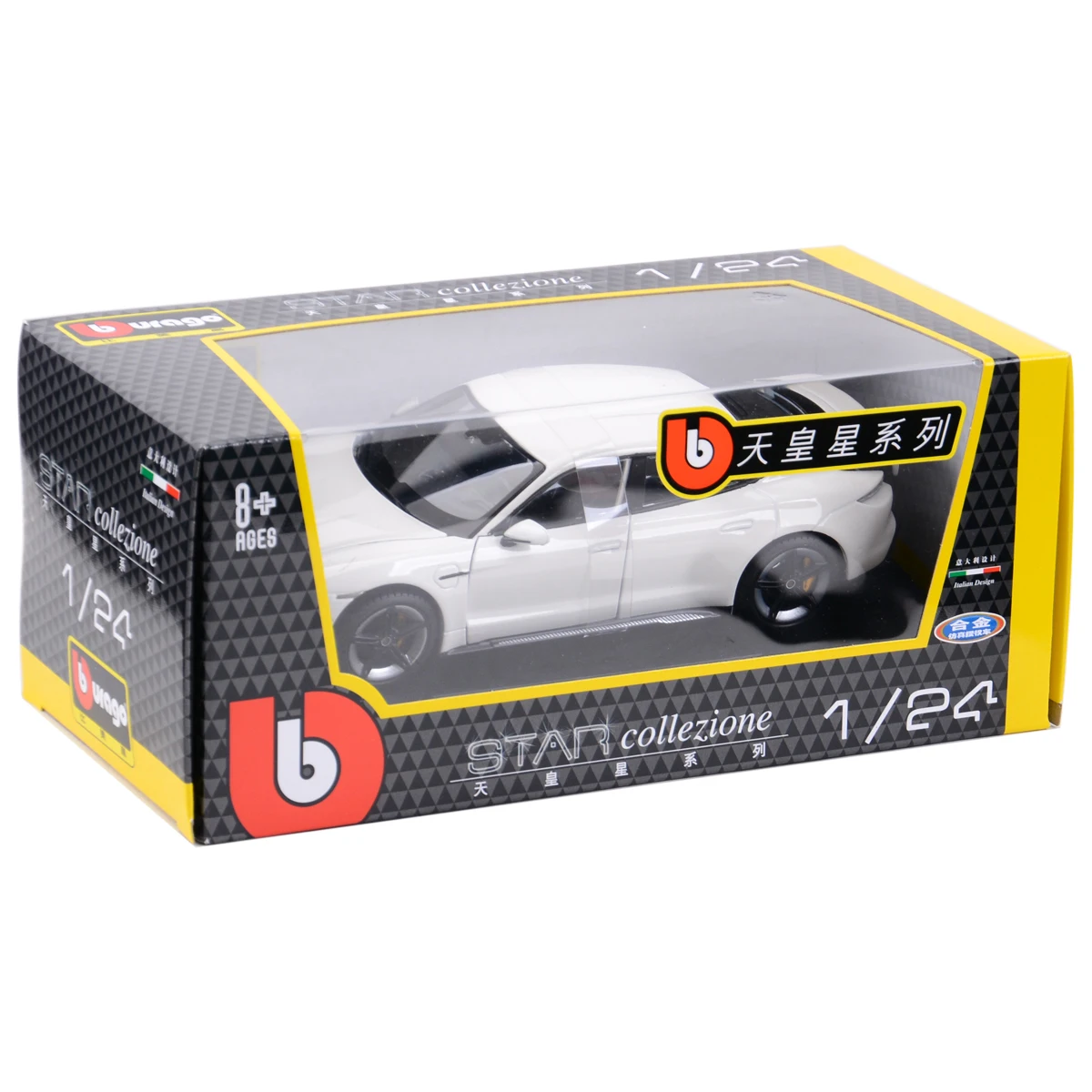 Bburago 1:24 Porsche Taycan Turbo S White Sports Car Static Die Cast Vehicles Collectible Model Car Toys 6