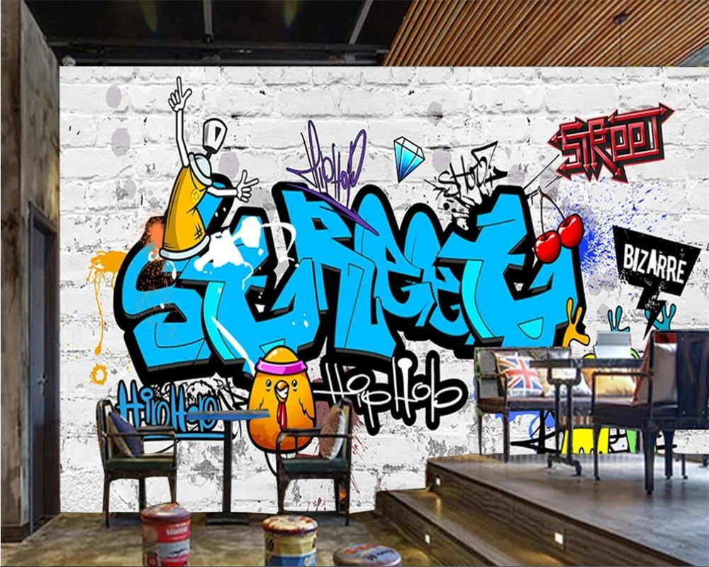 Beibehang Custom Fashion Stereo Wallpaper Music Graffiti Ink Brick Wall Interior Background Papel De Pared 3d Wall Paper Behang Wallpapers Aliexpress