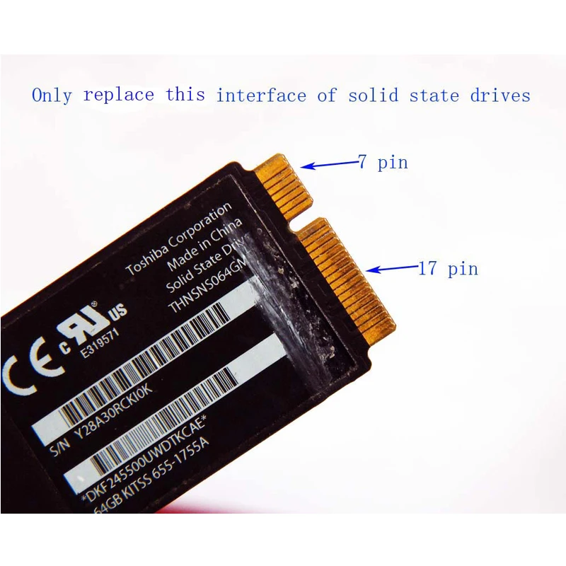 M.2 NGFF SSD до 17+ 7 Pin плата адаптера для MacBook Air 2012 для Macbook AIR 2012 A1466 A1465 MD223 MD224 MD231 MD232 SSD M2