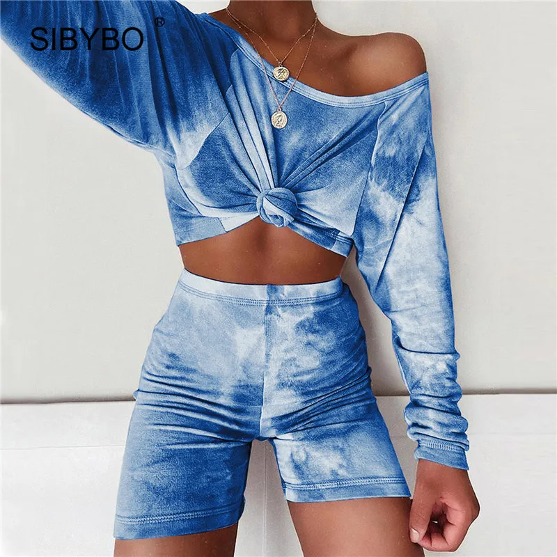 Женский комплект из двух предметов Sibybo летняя свободная футболка Топ с круглым