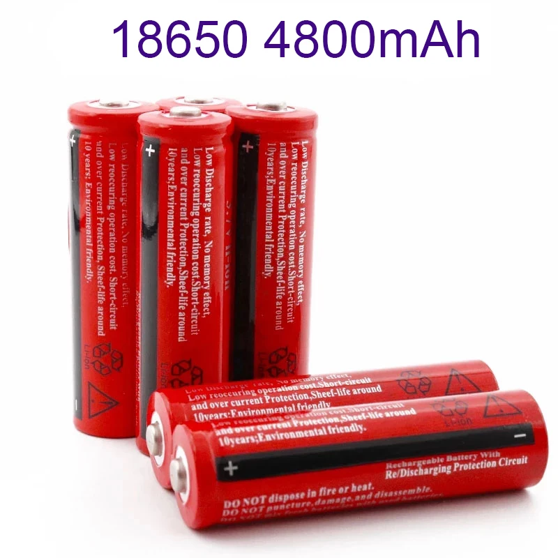 18650 battery 3.7V 4800mAh rechargeable liion battery for Led flashlight  Torch litio batteryVoor Led Zaklamp Of Elektronische|Replacement Batteries|  - AliExpress