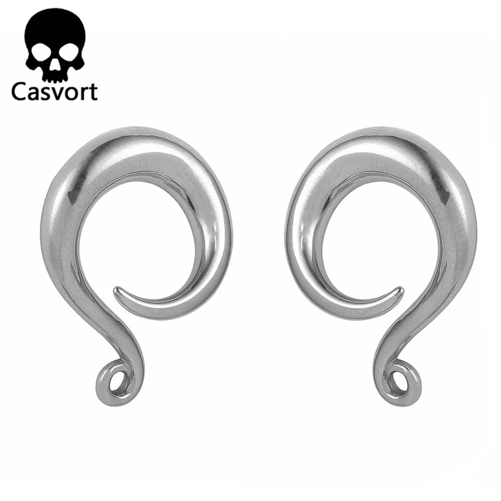 Casvort, 2 шт., новые ювелирные изделия, все из нержавеющей стали, серьги для пирсинга, модные крючки для ушей, висячие, упругие, пара, распродажа - Окраска металла: silver