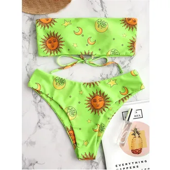 

2020 New Sexy Bandage Swimwear Women Two Piece Swimsuit Female Print Micro Bathing Suit Push Up Bikinis Beach Bathers Biquini