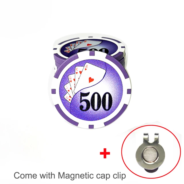 1Pcs New Golf Ball Marker with A Standard Hat Clip Magnetic Alloy Marker Golf Accessories Poker Numbers 500