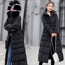 Пальто Новая женская хлопковая куртка зимний тренд длинный тонкий пуховик женский толстый теплый пуховик для женщин