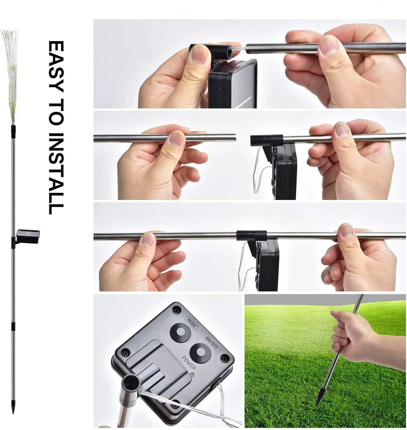 Solar LED Firework Lights Outdoor Grass Dandelion Fireworks Lamp Flash String Lights for Garden Lawn Landscape Christmas Lights
