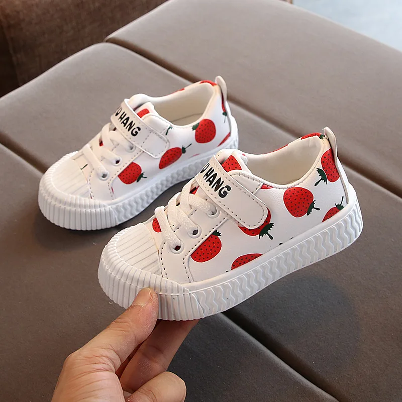 

2019 Autumn New Children Lovely Strawberry Pineapple Baotou Study Walking Shoes Kids Shoes Baby Skate Leather Shoes