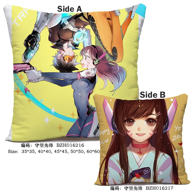 45X45 см аниме игра Overwatch наволочка OW dva Mercy Mei Hanzo Genji Reaper Dakimakura Чехол 3D двухсторонний принт наволочка - Цвет: 3