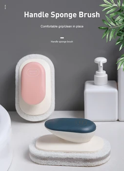 

Cleaning Brush Sponge Cleaning Countertop Brush With Handle Multifunctional Kitchen Pot Brush Kitchen Bathroom Decontaminat Tool