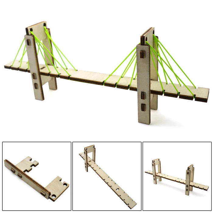 DIY Wooden Cable-stayed Bridge Model Children DIY Assembly Educational Toy 