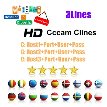 

NEWEST 2 Years Spain portugal cccams for Satellite Receiver lines WIFI FULL HD DVB-S2 Eroupe 3 lines ccams