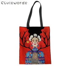 ELVISWORDS, женская сумка-тоут, картина маслом, для девушек, принт, большая емкость, холст, многоразовые сумки для покупок, Женская Повседневная сумка на плечо