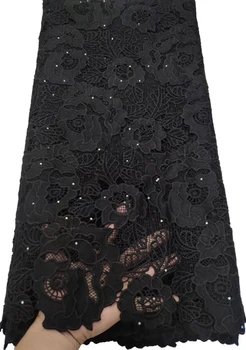 

2019 New Design African milk silk Cord Lace Guipure Lace Fabrics High Quality Latest Fashion African Lace Fabric NTB87 BLACK