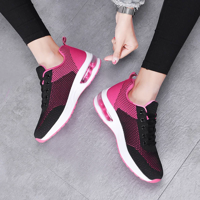 

2019 Autumn New Style Fly Woven Air Cushion Mesh WOMEN'S Shoes Korean-style Lace-up Versatile Athletic Shoes Women's Fashion Cas