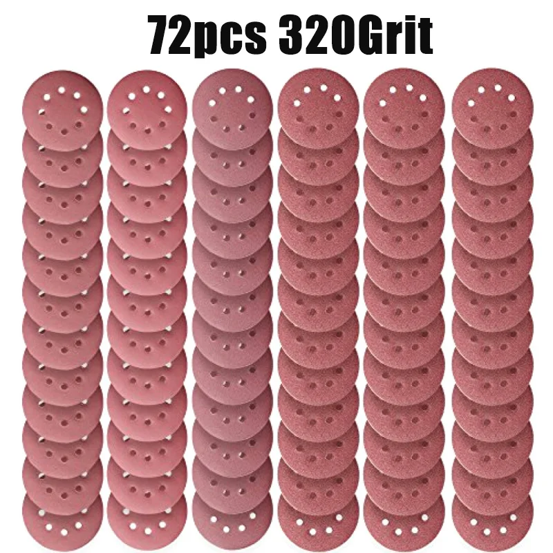 

5 Inch Hook& Loop Sanding Discs Sandpaper Sand Paper Polishing Pads Grit 40/60/80/180/240/320/40+60+80+180+240+320 Per 12pcs