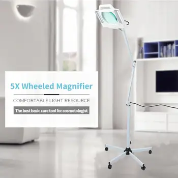 

LED 5X Magnifying Floor Stand Lamp Adjustable Magnifier Glass Cosmetic Lamp Facial Light For Beauty Salon Spa Skin Care Tattoo