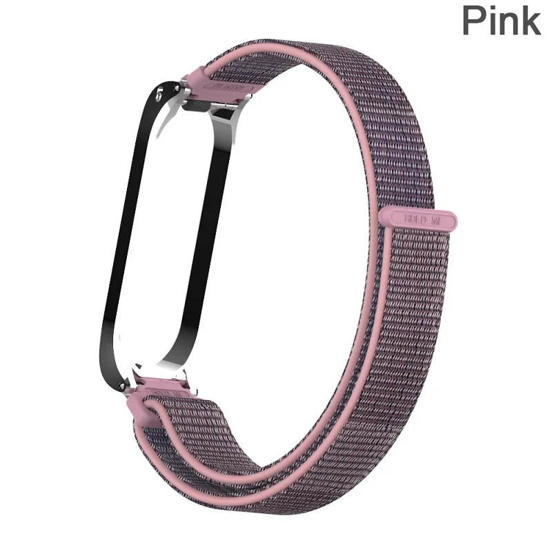 pink Модный сменный браслет на запястье из нейлона и волокна, дышащий браслет, ремешок для часов для Xiaomi Mi, браслет 4, 3, фитнес-трекер - Цвет: pink