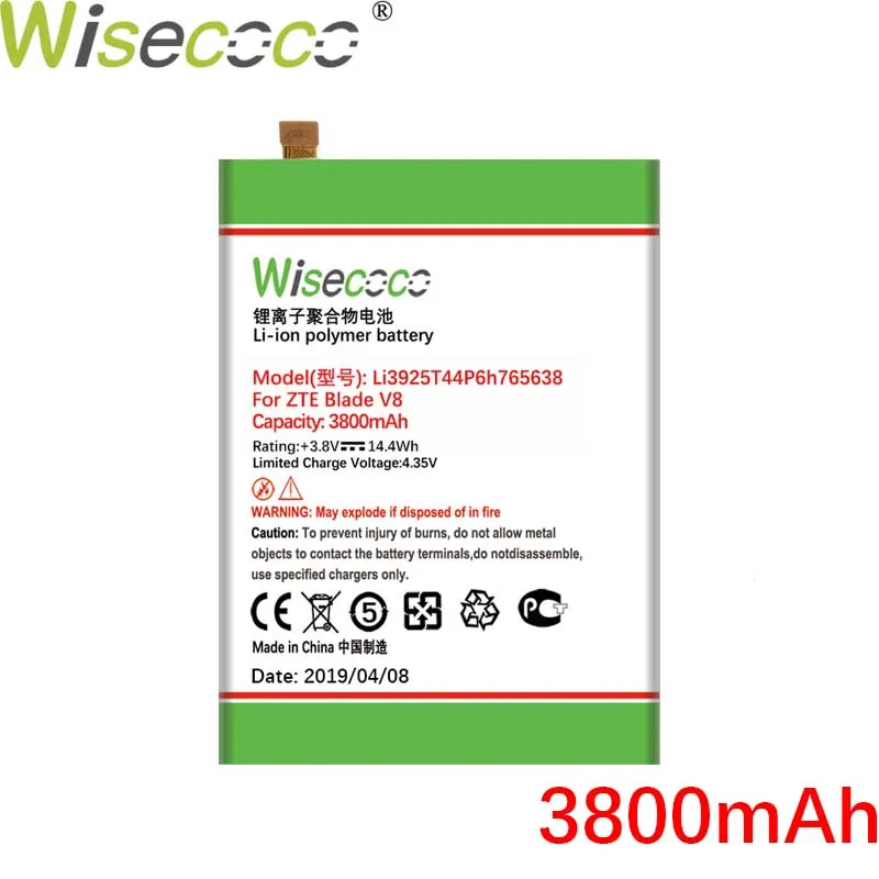 WISECOCO 3800 мАч li3925t44p6h765638 Батарея для ZTE Blade V8 Lite 5,0 дюйма телефона Новейшее производственное высокое качество Батарея