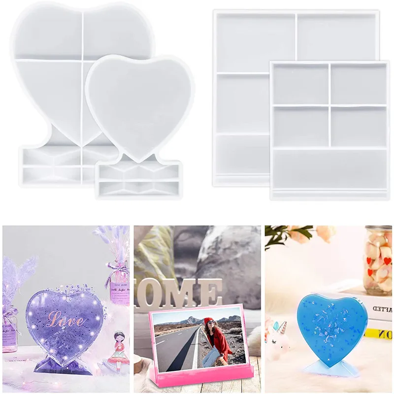 Photo Frame Resin Moulds Square and Heart Picture Frame Silicone Moulds