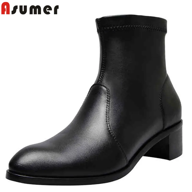 

ASUMER 2020 New high quality genuine leather boots high quality ladies dress shoes fashion ankle boots for women shoes