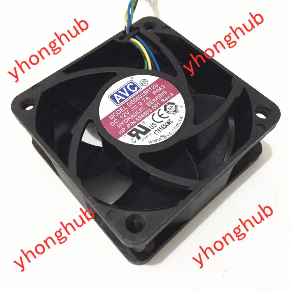 

AVC DS06025R12U P043 DC 12V 0.70A 60X60X25mm Server Cooler Fan