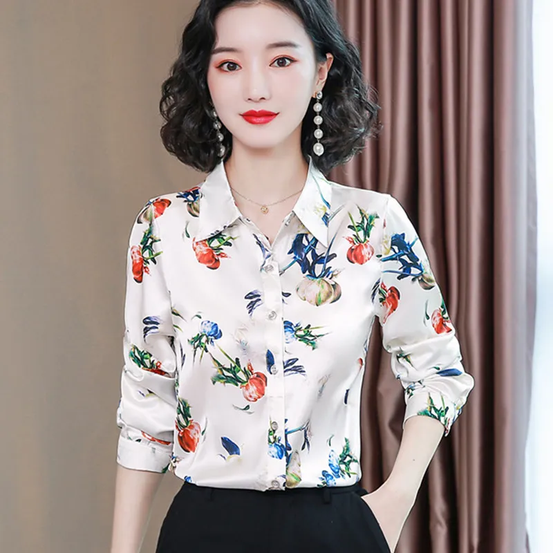 Silk Blouses Women Long Sleeve Shirts 