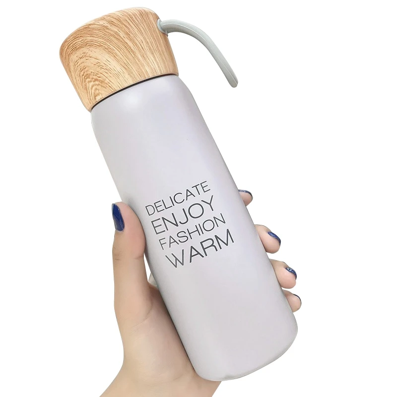Thermal Insulation Water Bottles 500ML with Rope Grain Lid Design 304 Stainless Steel Body Applicable for Outdoor Sports
