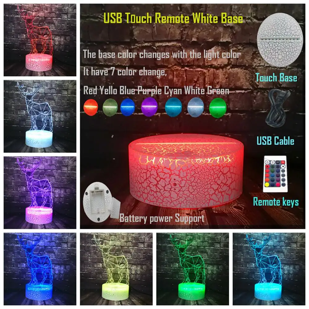 Remote 7 Color Рождественская атмосфера Декор Лава 7 цветов Изменение 3D Визуальный светодиодный ночник для детей сон настроение настольная лампа праздник день рождения друг подарок - Испускаемый цвет: Remote 7 Color