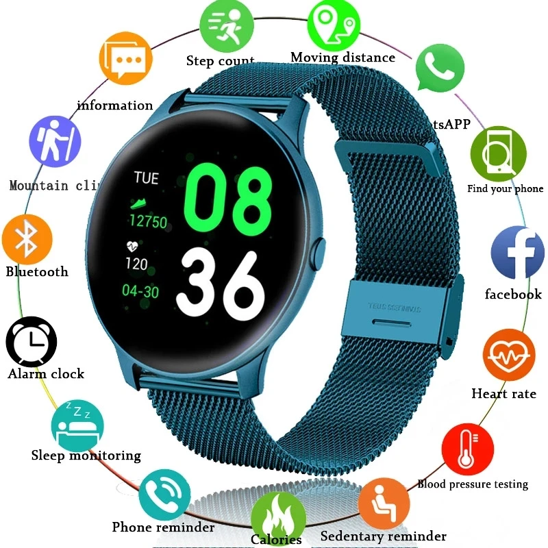 

LIGE Women Smart Watch Sports Fitness Heart Rate Monitoring Health Watches Pedometer Tracker Waterproof Steel Ladies Smartwatch