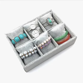 

Gray Velvet Watch Drawer Compartment Storage 6 Slot Luxury Watch Bracelet Case