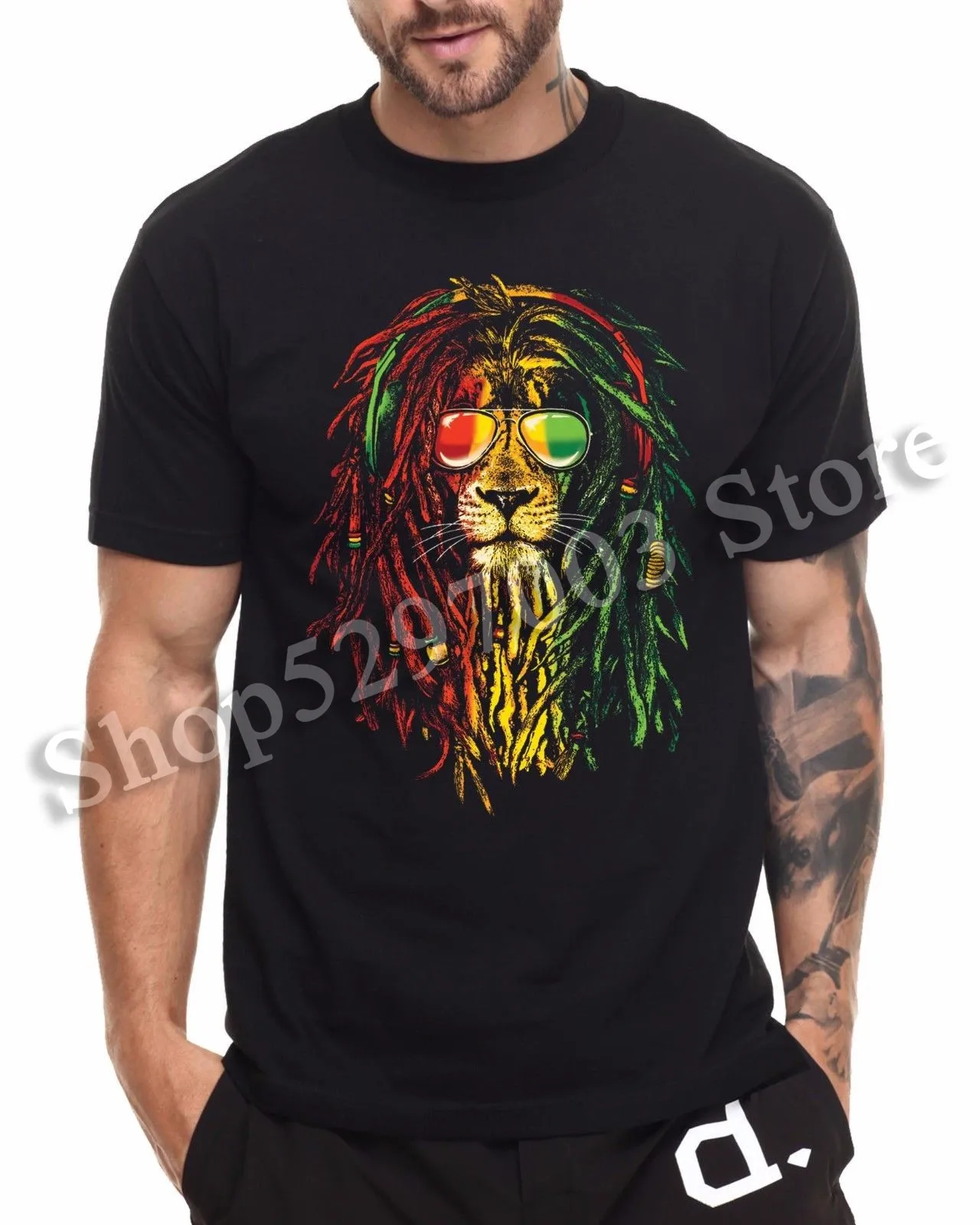 Rasta Lion Reggae футболка Roots Music Bob Marley Dennis коричневый Desmond Dekker летняя стильная
