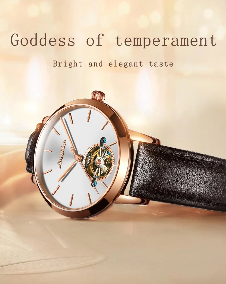 JSDUN Switzerland Роскошные брендовые автоматические механические часы розовые, золотые, женские часы Tourbillon наручные часы из нержавеющей стали
