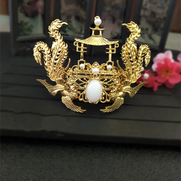 Han dynasty волос Корона набор для мужчин Античный фехтовальщик косплей аксессуары для волос винтажная шпилька для волос Хэллоуин Карнавал Королевский головной убор - Цвет: 2