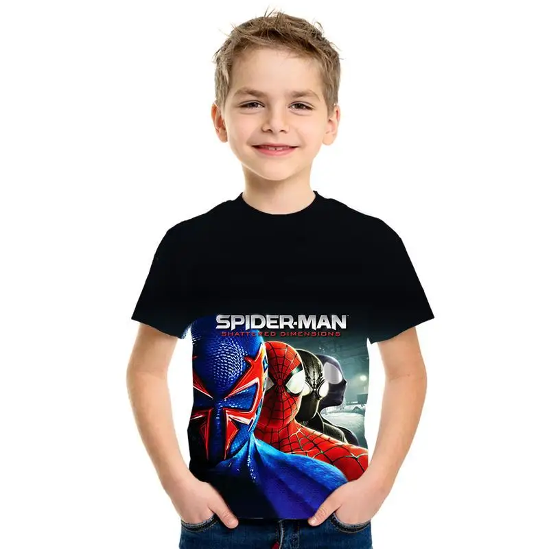 nueva pelcula Человек-паук 3D impresin camiseta nio camisa fresca camiseta ropa para nios corto manga