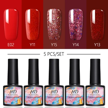 

8ml MAD DOLL 4/5/6Pcs Nail Gel Polish Set Varnish Everything for Manicuring Semi Permanent UV Varnish Nail Polish Base Top Coat