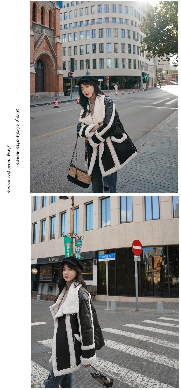 New Women Silver Jacket Lambswool Fur one Down Jackets Fashion Glossy Stand Collar Cotton Coat Women Winter Warm Outerwear
