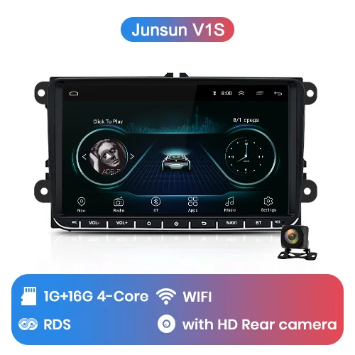 Junsun Android 9,0 Carplay автомобильный Радио gps Android автомобильный мультимедийный плеер для Volkswage passat b6 skoda actavia touran polo sedan - Цвет: V1S