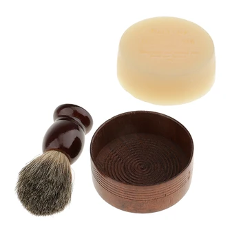 

Durable Mens Facial Shaving Set, Wooden Handle Shaving Brush, Shaving Bowl and Goat Milk Soap for Beard Cleaning