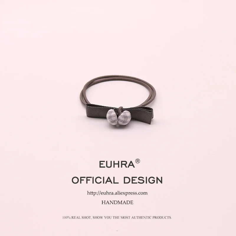 EUHRA/8 цветов, в полоску, эластичная, в Корейском стиле, в клетку и с милым бантиком для женщин, для девочек, повязка для волос, детская резиновая лента, дизайн - Цвет: Color 3