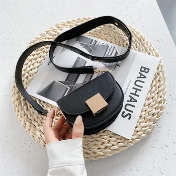 

HOCODO Mini Women Handbags Pure Color PU Leather Crossbody Bags For Women Simple Wide Shoulder Strap Female Handbag And Purses