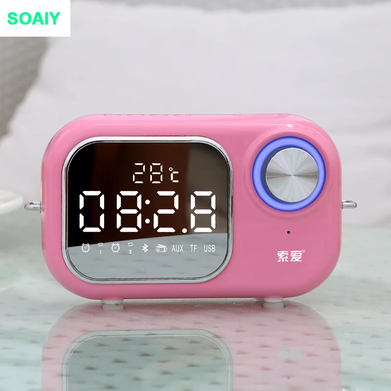 SOAIY E16 черный Bluetooth динамик Встроенный микрофон стерео Открытый 10 Вт Портативная Беспроводная колонка с поддержкой TF карты fm-радио Aux - Цвет: Розовый