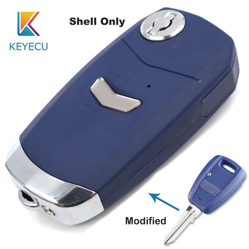 

KEYECU Replacement Modified Flip Folding Remote Control Car Key Shell Case FOB With 1 Button Uncut GT15R Blade for Fiat